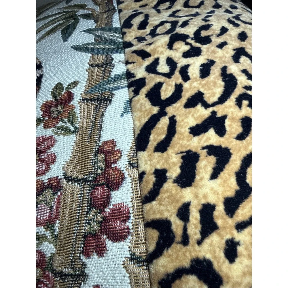 Vintage Ashford Court Tiger Tapestry Throw Pillow Velour Sides Back Jungle 22x15